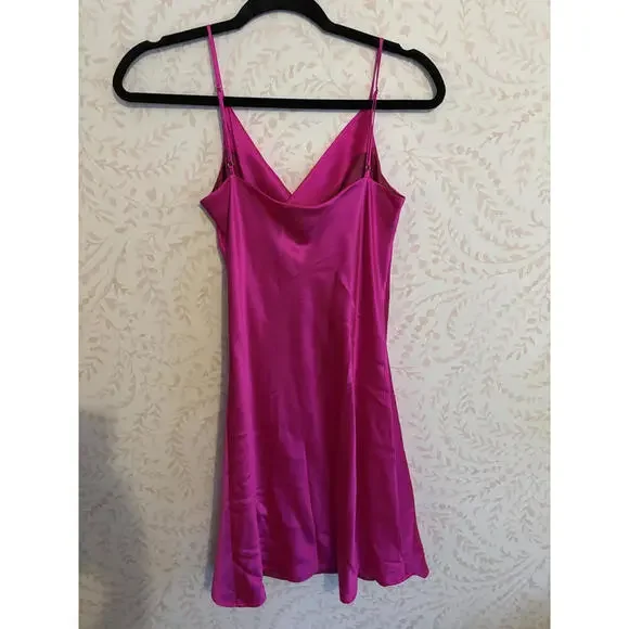 GENERATION LOVE Satin Pink Silk Dress with Spaghetti Straps - Picture 5 of 8